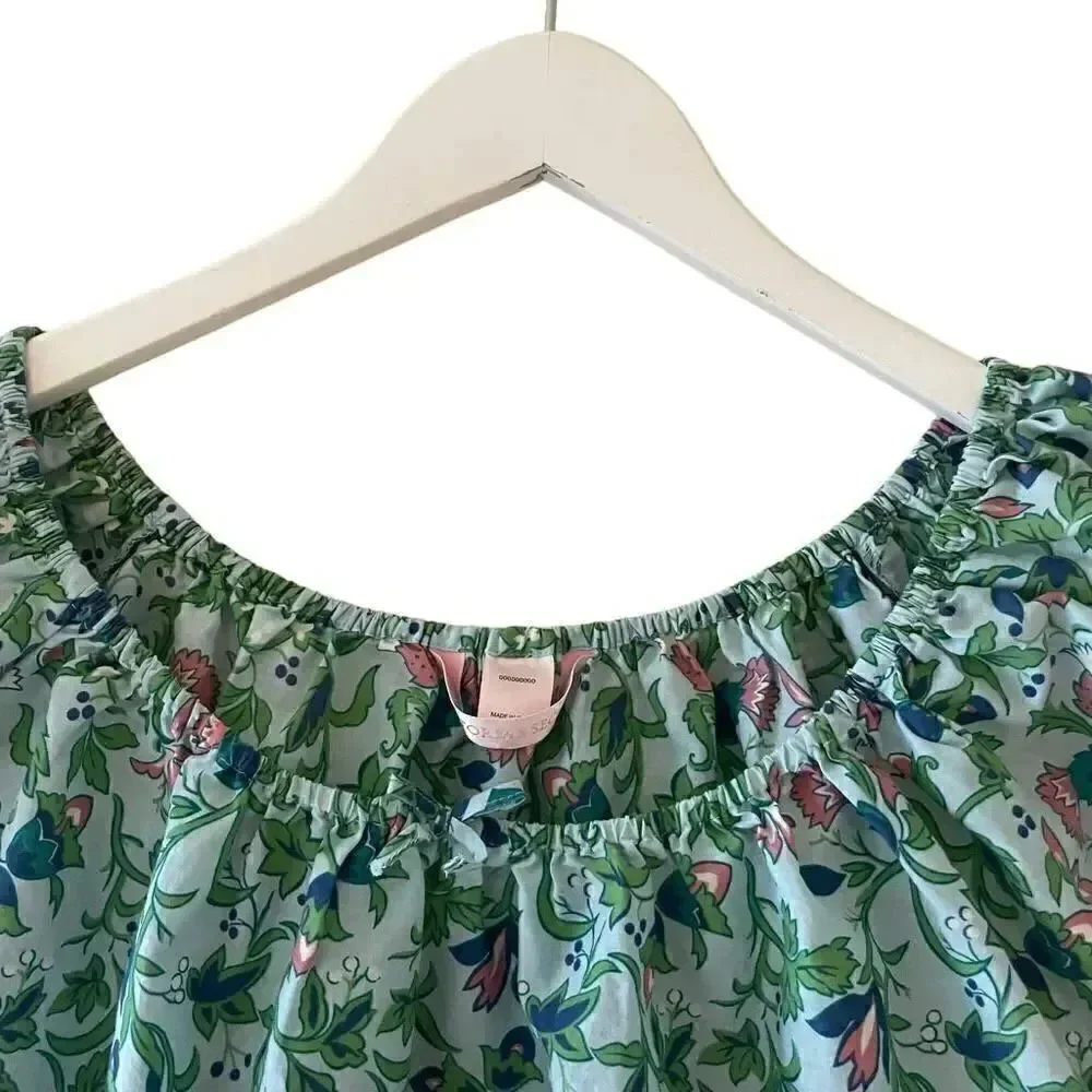 Victoria’s Secret Green Floral Cotton Lightweight Cropped Boxy SZ L #1791